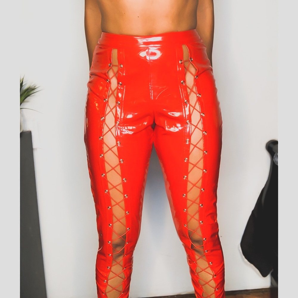 Hot Red Latex Pants